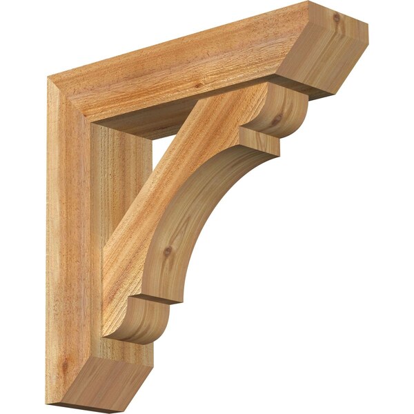 Ekena Millwork Olympic Slat Rough Sawn Bracket w/ Offset Brace, Western Red Cedar, 6"W x 22"D x 22"H BKT0604X22X22OLY06RWR - main